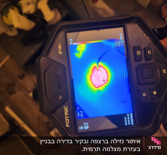 מצלמה תרמית מציגה אזור חם על מסך